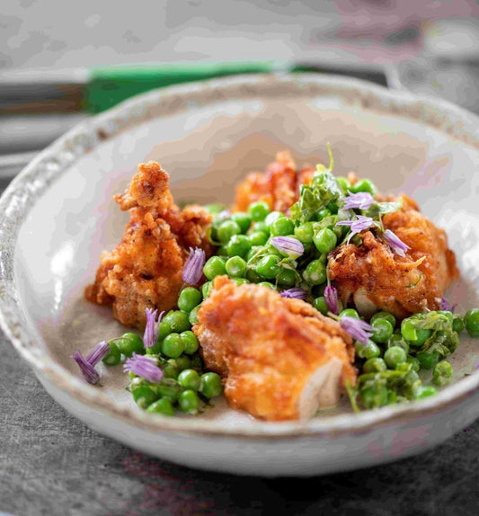 Buttermilk Quail with Peas & Lovage