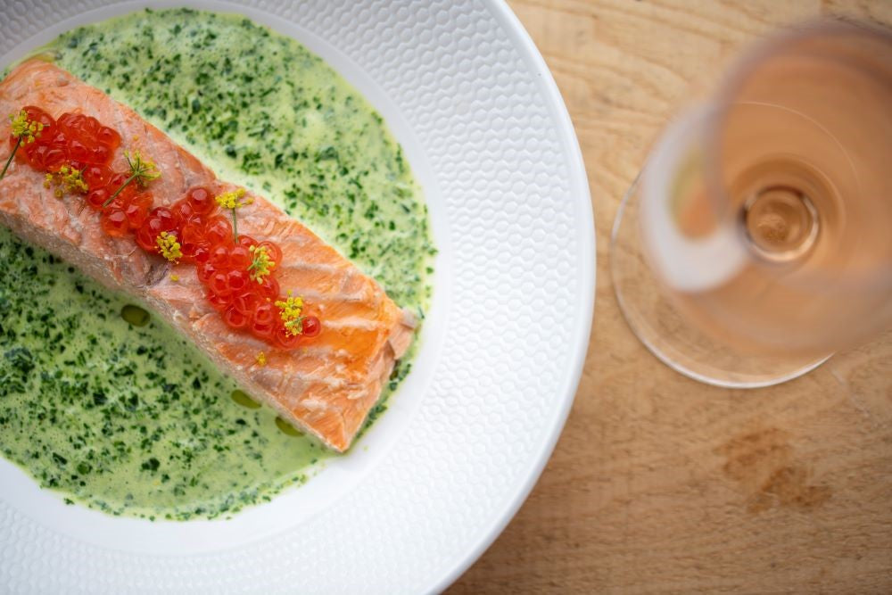 Poached Salmon with Watercress Vichyssoise